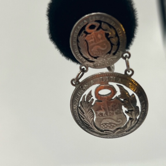 Puerto Rico 2 coin medallion clip sterling silver earrings Puerto Rico earrings - Picture 6 of 6